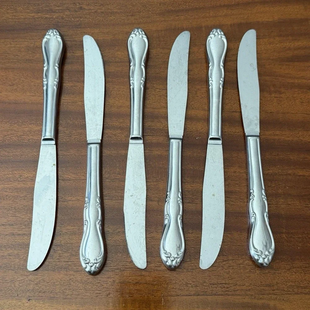 Oneida Homestead Dinner Knives‎ Set 6 Simeon George Rogers Floral